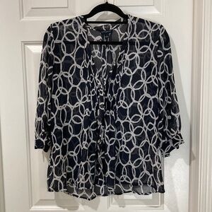 Sheer blouse with 3/4 length sleeves